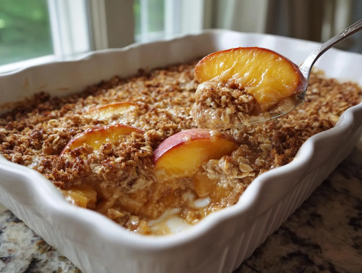 Heavenly Peach Cobbler Baked Oatmeal in 3 Simple Steps