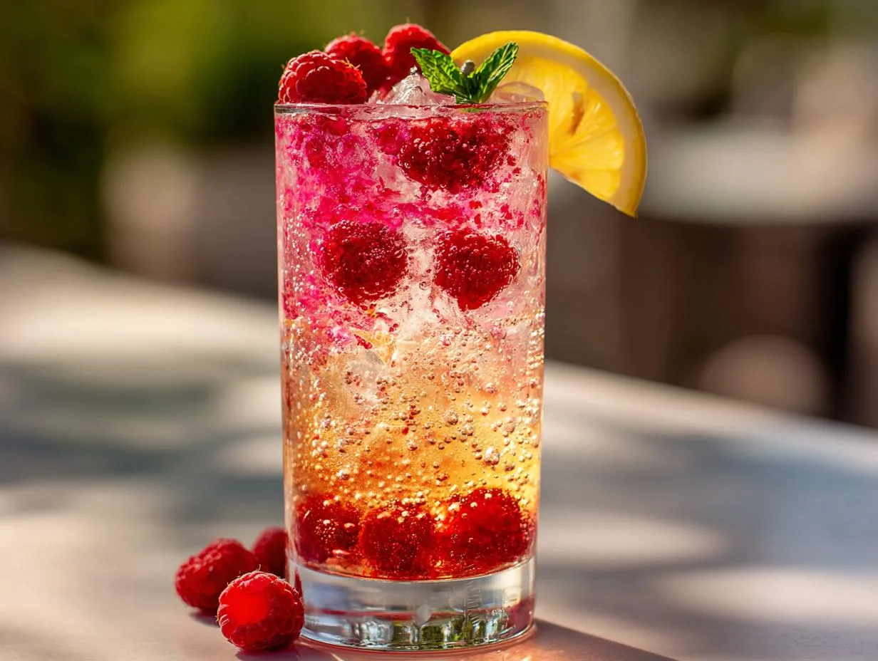5-Minute Raspberry Lemon Spritzer Mocktail That Tastes Like Magic