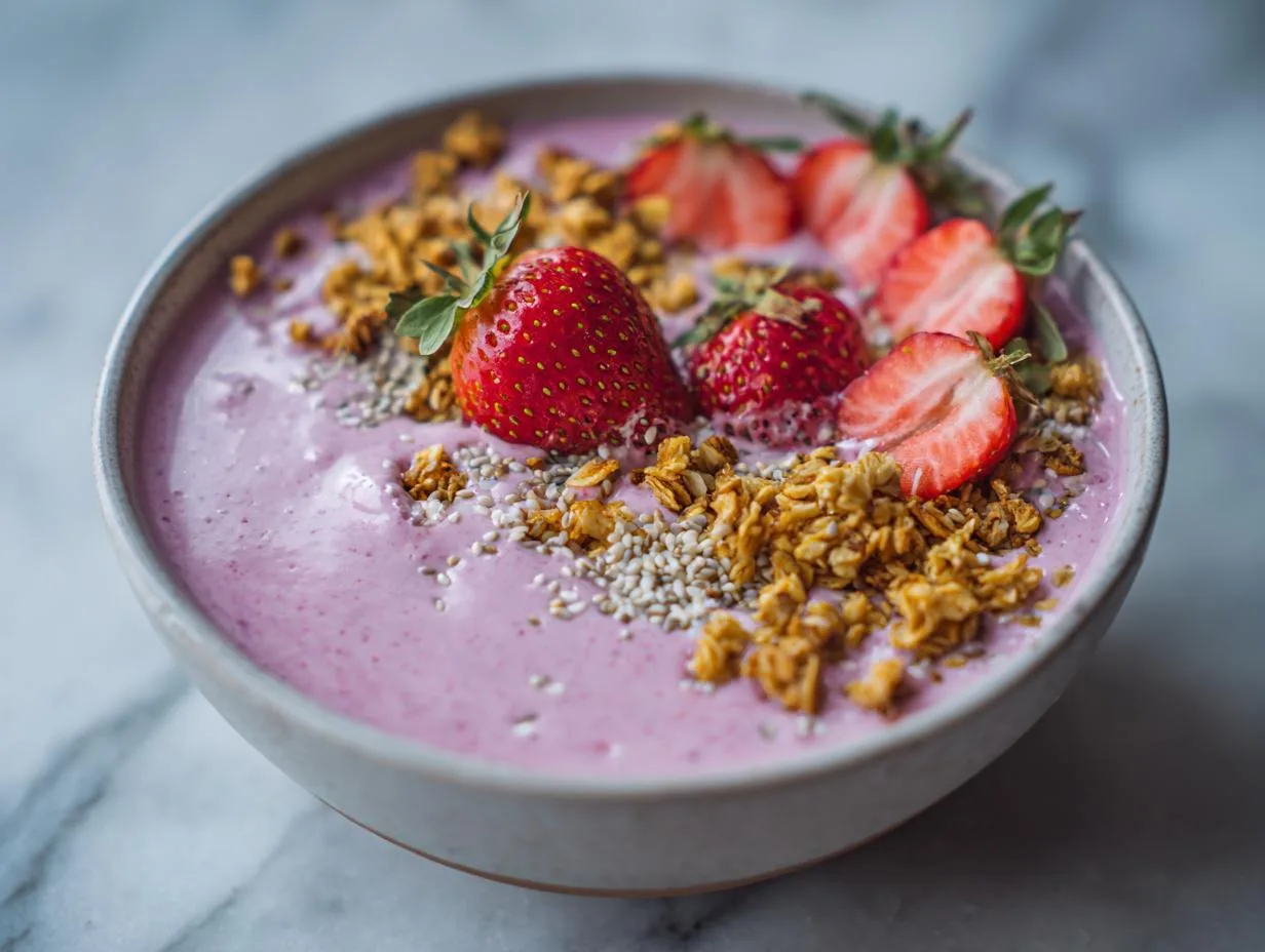 5-Minute Strawberry Banana Breakfast Smoothie Bowl Bliss