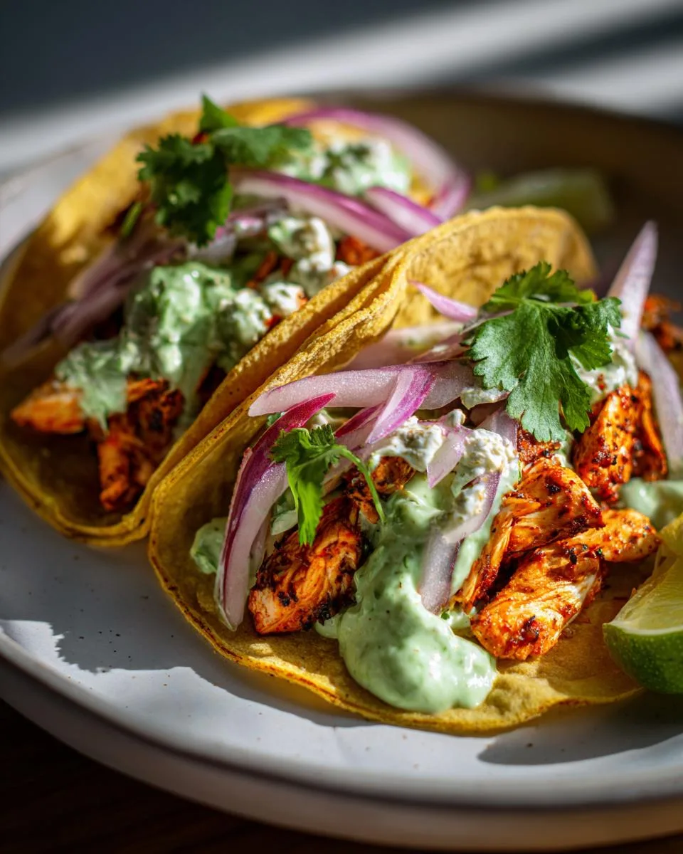 Chipotle Chicken Tacos with Avocado Crema - detail 3