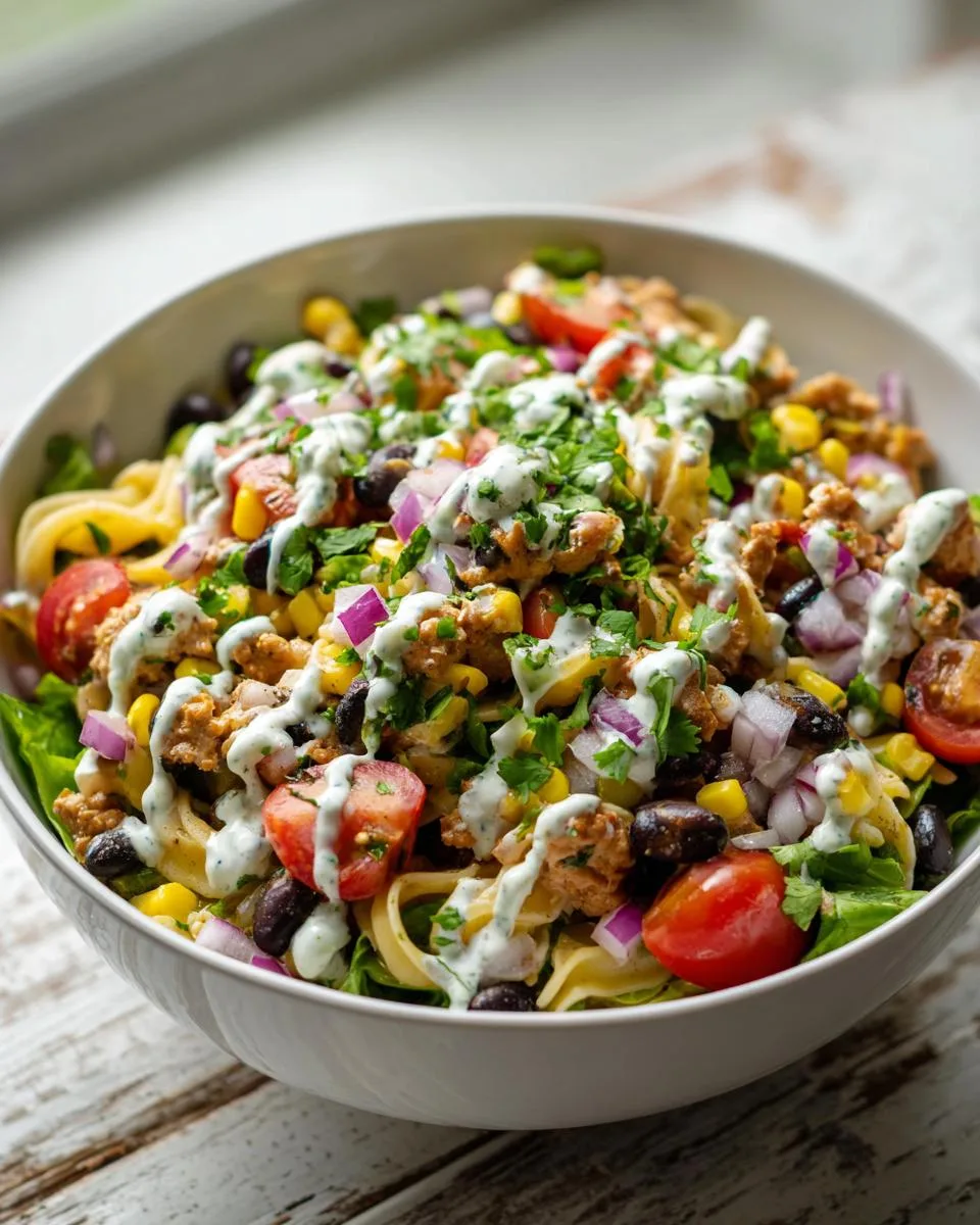 Healthy Taco Pasta Salad Bowl - detail 2