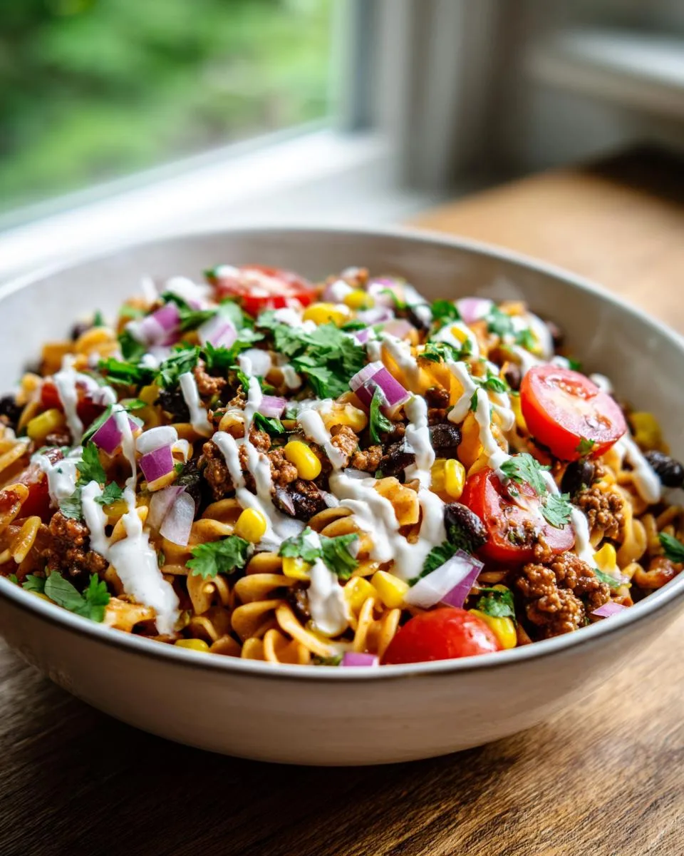 Healthy Taco Pasta Salad Bowl - detail 4