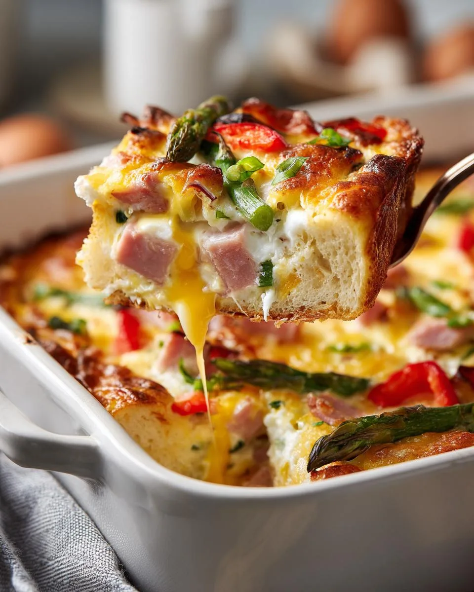Overnight Cheesy Asparagus Strata - detail 2