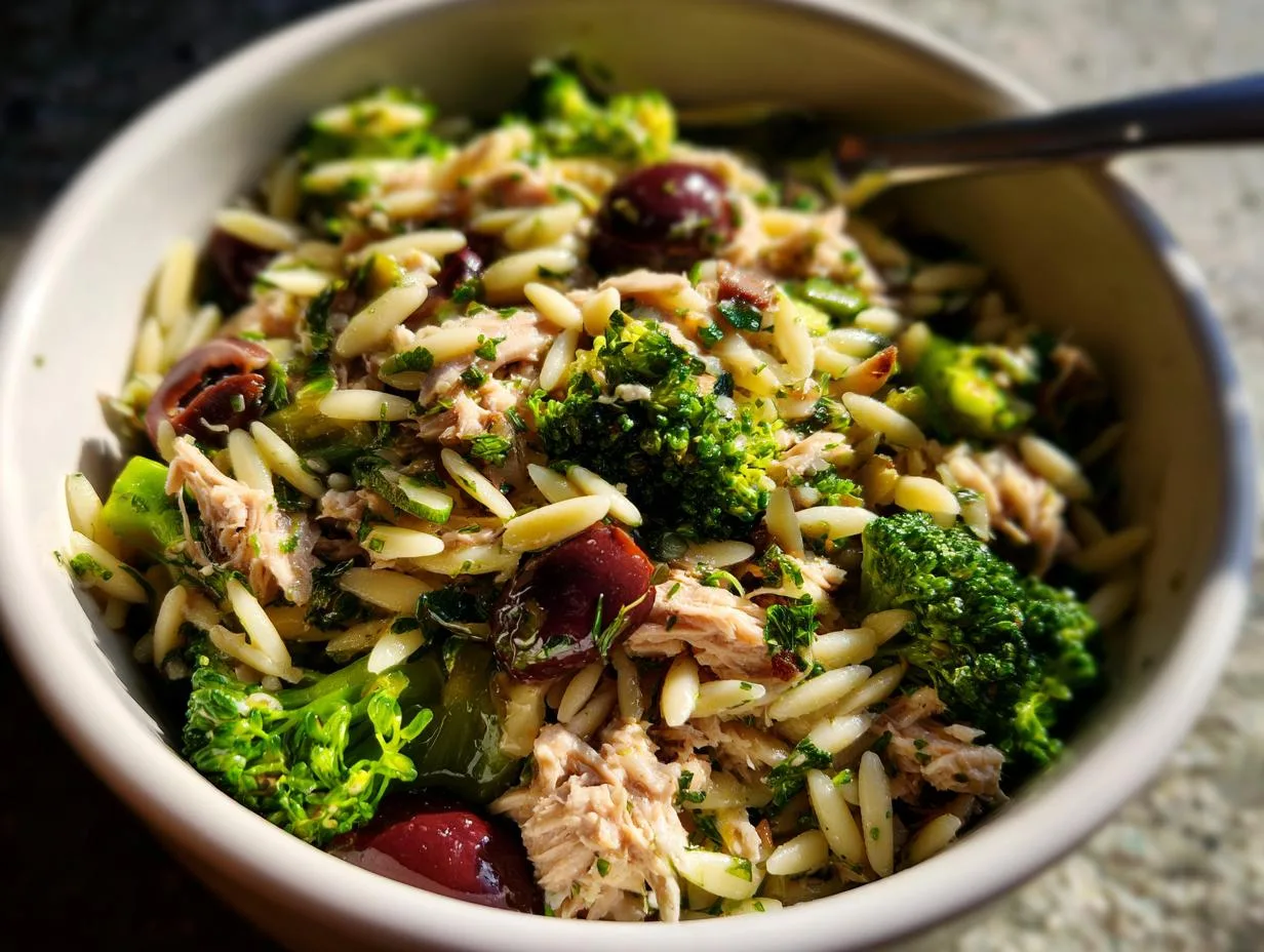 17-Minute Tuna Broccoli Orzo Salad Bowl That Never Fails